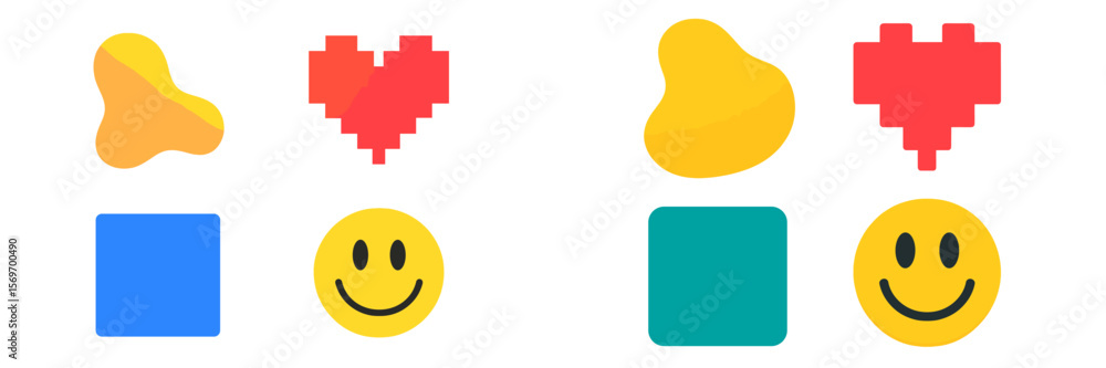 Poster Exploring colorful shapes and expressions in a vibrant design composition
