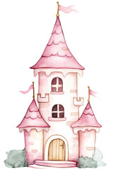 Naklejka premium Whimsical Pink Fairy Tale Towers