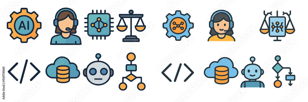 Aufkleber Visual representation of artificial intelligence, data processing, and ethical considerations in technology