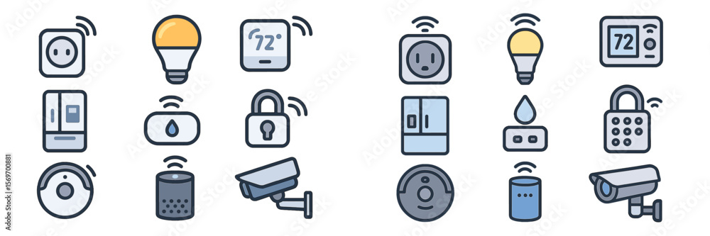 Poster smart home devices arranged in a modern layout showcasing technology integration and automation for 