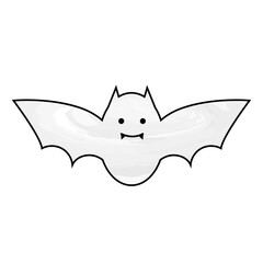 水彩風シンプルコウモリ　白顔つき