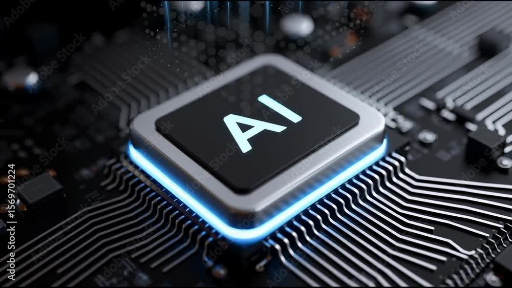 Poster exploring advancements in artificial intelligence technology on circuit chips
