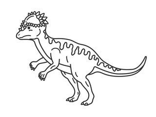 恐竜のパキケファロサウルス（線画）のイラスト