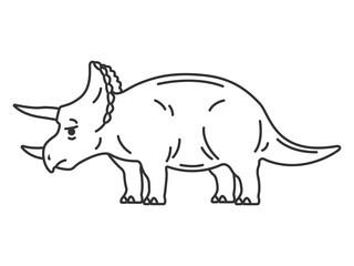 恐竜のトリケラトプス（線画）のイラスト
