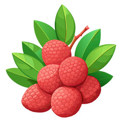 Bunch of lichi with leaves in realistic colorful vector