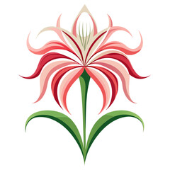 Flat, modern vector illustration of a detailed spider lily, featuring clean lines and smooth gradients, ideal for professional botanical stock design.