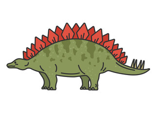 恐竜のステゴサウルス（線画カラー）のイラスト