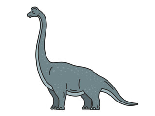 恐竜のプラキオサウルス（線画カラー）のイラスト
