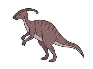 恐竜のパラサウロロフス（線画カラー）のイラスト