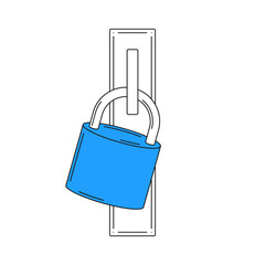 Blue padlock on metal latch, symbolizing protection, security, privacy, and safety on neutral background. Perfect for cybersecurity concepts.
