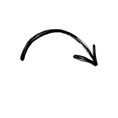 Hand Drawn Curved Arrow Pointing Downwards