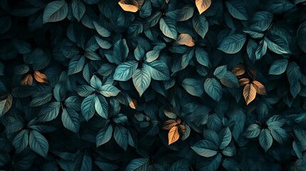 Lush Teal Leaves with Autumn Light.