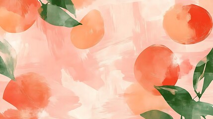 Watercolor Oranges with Pink Background.