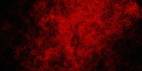  Red color powder explosion isolated on black background. Colorful dust explode. Paint Holi, dust particles splash. Network concept with spray. Futuristic technology element. 3D rendering.