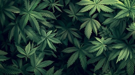 Lush Cannabis Leaves with Overhead View. (5)