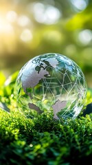 Glass Globe on Green Moss.