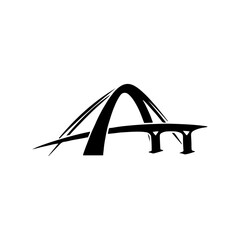 Arch Bridge Icon: A stylized illustration of a majestic arch bridge, symbolizing connection, infrastructure, and modern architecture.