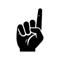Obraz premium Pointing Hand Silhouette: A stark black and white silhouette of a human hand, with a single index finger pointing upwards, symbolizing direction, emphasis, or the number one.