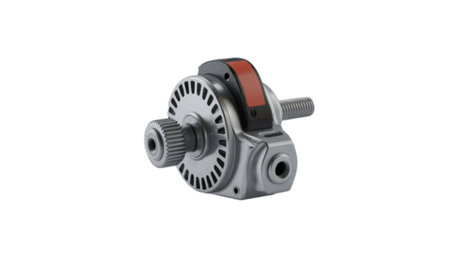 Silver metal gear mechanism isolated on transparent background