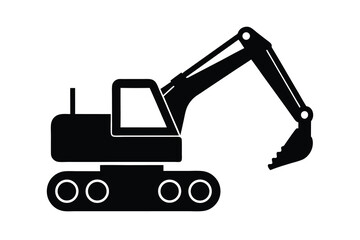 Excavator silhouette vector illustration construction machine heavy equipment digger