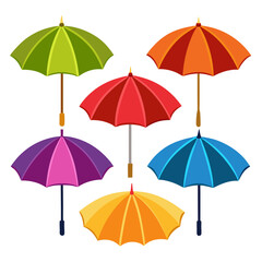 Vibrant Collection of Umbrellas in Assorted Colors Arranged on a White Background Showcasing a Variety of Shades and Designs Ideal for Weather or Fashion Related