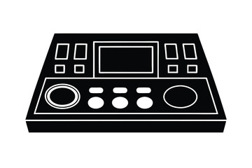 Black and White DJ Mixer Controller Silhouette Illustration