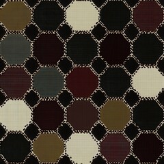 Geometric pattern with varied colors and textures on white background