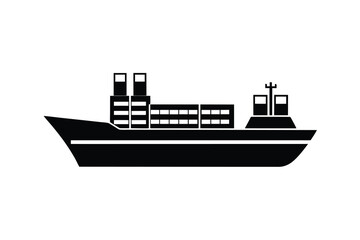 Container Ship Silhouette Icon for Maritime Transportation and Global Trade