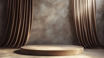 Photo about elegant podium with fabric background