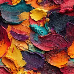 seamless rich textures of oil paint blend together in vivid hues, creating dynamic visual experience. perfect for backgrounds, artwork captures chaotic beauty and artistic flair generative ai