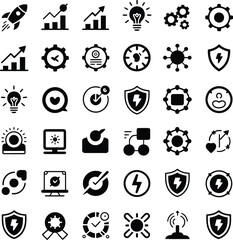 Collection of Flat Black Business Icons
