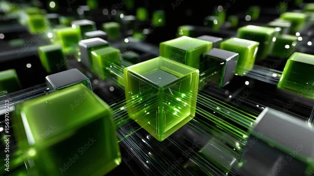 Aufkleber vibrant digital cubes: a captivating display of luminous digital cubes with intricate network patter