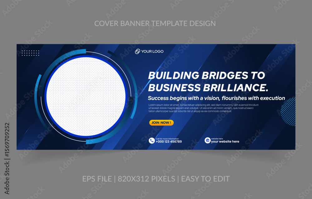 Poster abstract background template business banner with image space replacement for social media and websi