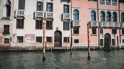 Beautiful canals and historic architecture in Venice at midday