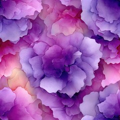 seamless artwork showcases intricate blend of abstract watercolor textures, with flowing floral shapes in vivid purple and pink hues. ideal for creating unique backgrounds generative ai