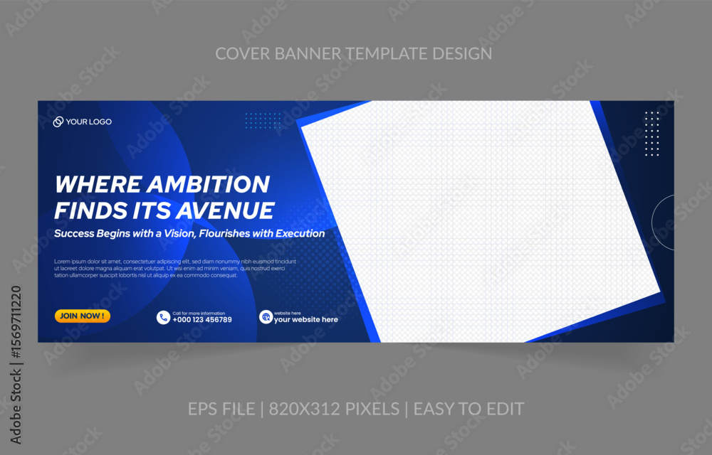 Poster abstract background template business banner with image space replacement for social media and websi
