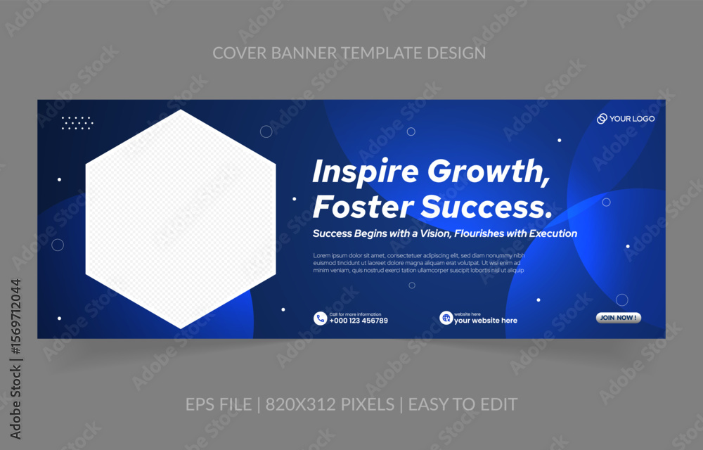 Poster abstract background template business banner with image space replacement for social media and websi