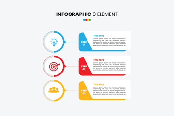 Modern infographic with 3 steps, icons, and text fields for clear process visualization. Perfect for presentations
