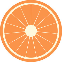 A bright orange citrus slice illustration with juicy segments and perfect symmetry, centered on white to highlight its vibrant and fresh look.