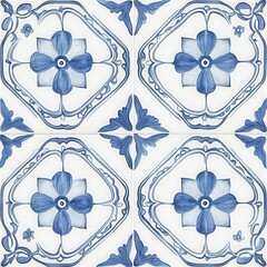 Blue floral pattern on a clean white background