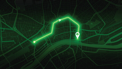 Frankfurt city route map vector EPS in Green neon colour versions