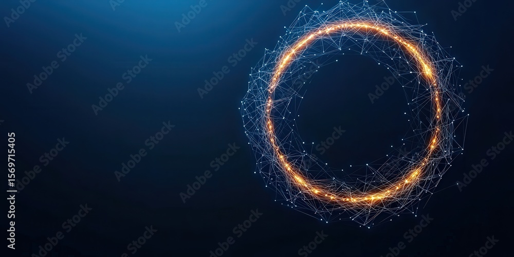 Aufkleber quantum computing entanglement concept. abstract light circle on a dark background.