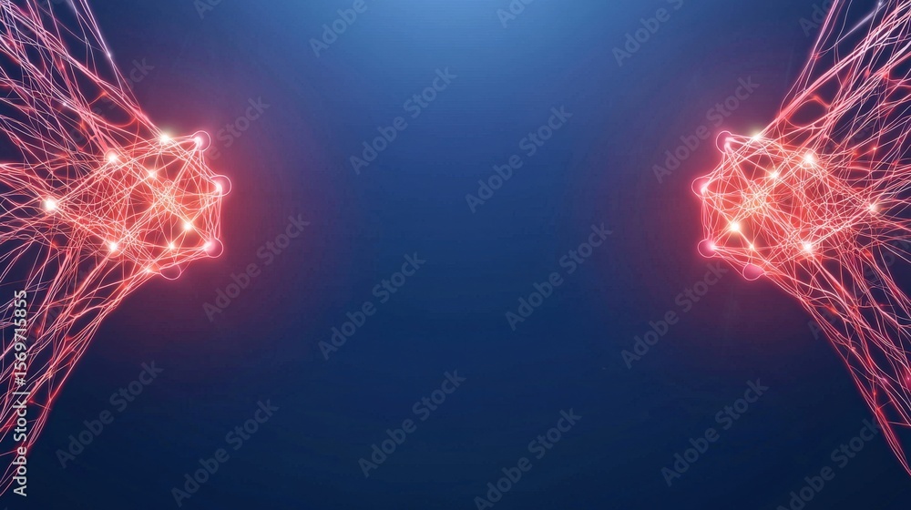 Aufkleber quantum computing entanglement concept. abstract digital art with glowing lines on a blue background