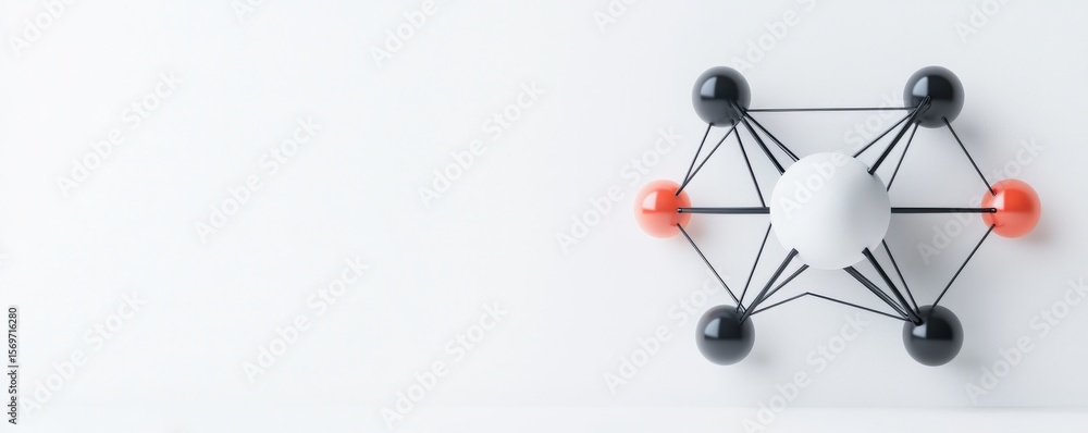 Aufkleber quantum computing entanglement concept. molecular structure model on a white background.