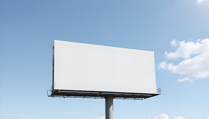 Obraz premium Plain Blank Outdoor Billboard Mockup Against a Clear Blue Sky, Ideal for High-Impact Advertising Campaigns, Brand Visibility, and Large-Scale Promotions.