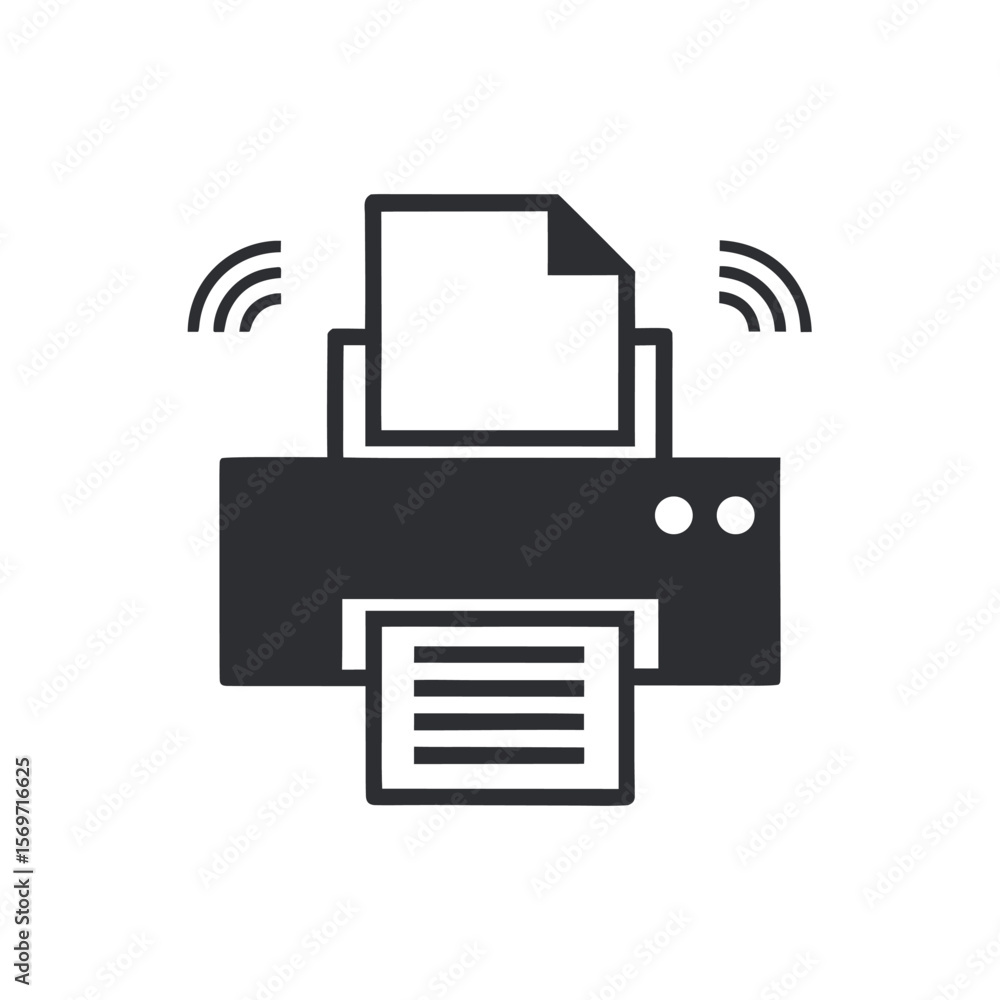 Poster printer sending wireless signal with paper output vector