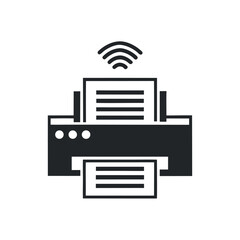 Wireless printer icon with paper output wifi technology