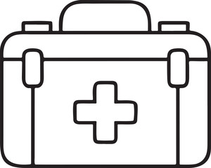 First Aid Kit Icon, Clean Medical Equipment Vector, Emergency Healthcare Supply in Black Line Style