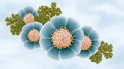 Delicate watercolor illustration of floral arrangement nature setting artistic display soft color palette close-up perspective