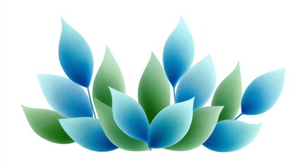 Lush green watercolor leaves botanical art digital illustration calm nature aesthetic design creative concept
